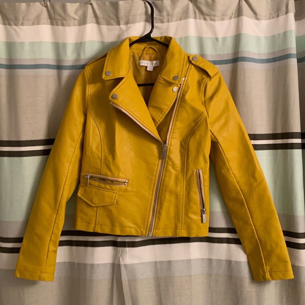 New York & Co yellow leather jacket